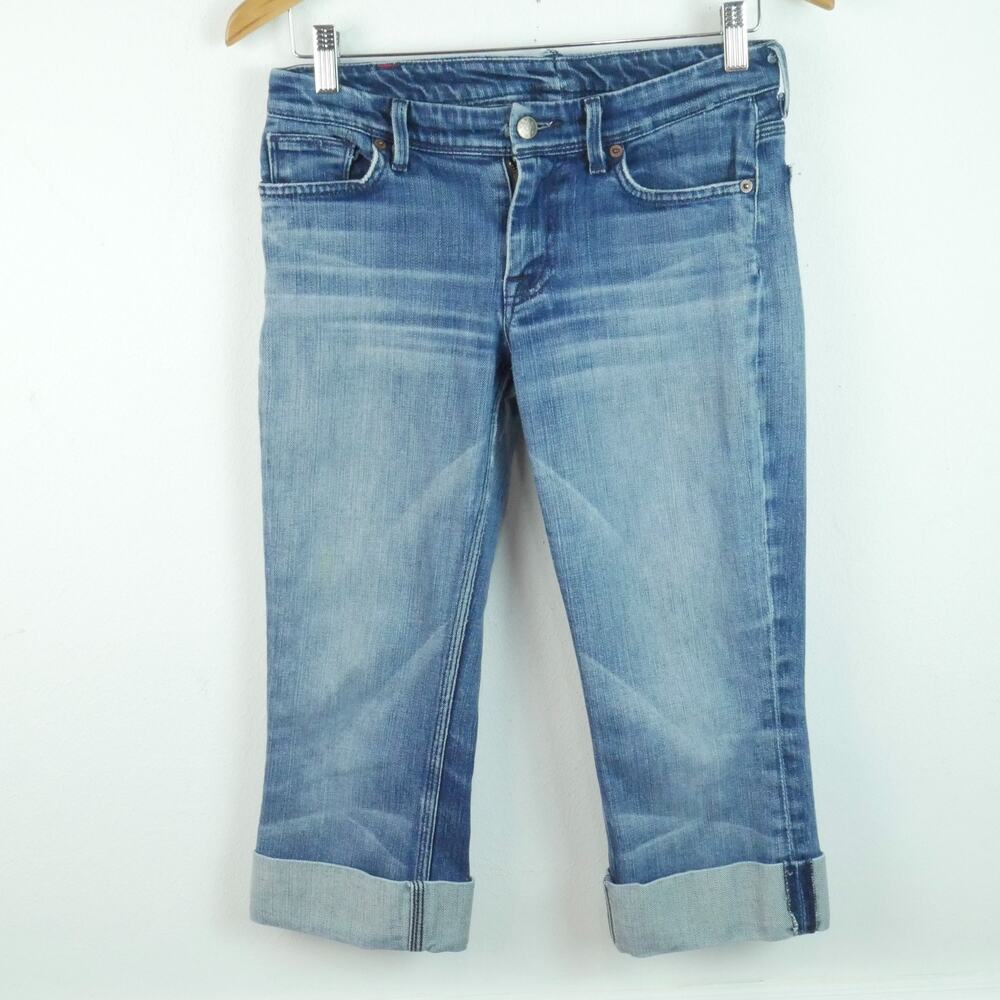 Vintage Seven‎ Jeans Y2K Flynt Capri Cuff Jeans Crop Denim Size 28 USA Low Rise